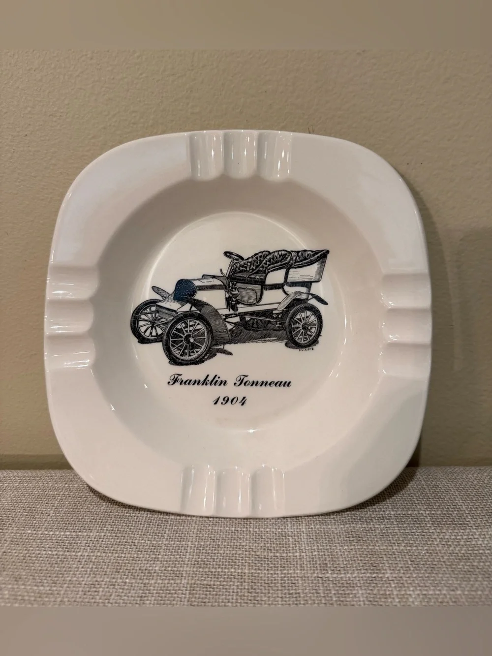 Vintage 1950s Long Island Automotive Museum Ashtray 1904 Franklin Tonneau